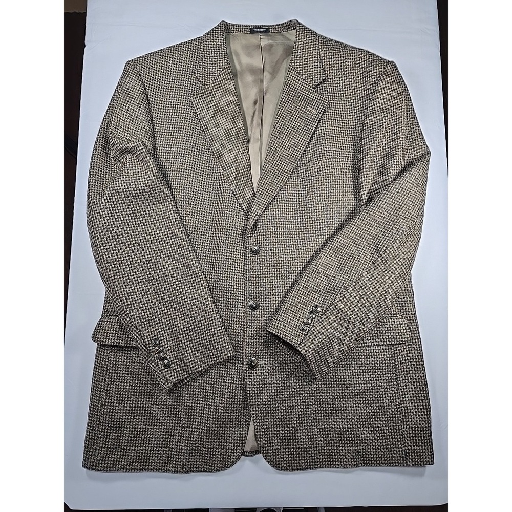 Lana‎ Moda Silk Wool Houndstooth Sport Coat Blazer 46L Men's